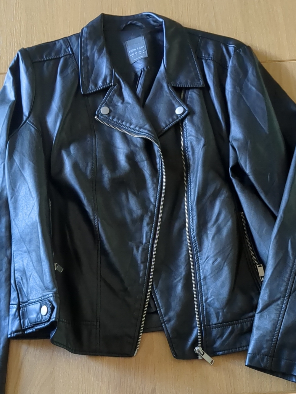 Primark Black Women's Faux Leather Biker Jacket US Size 12
